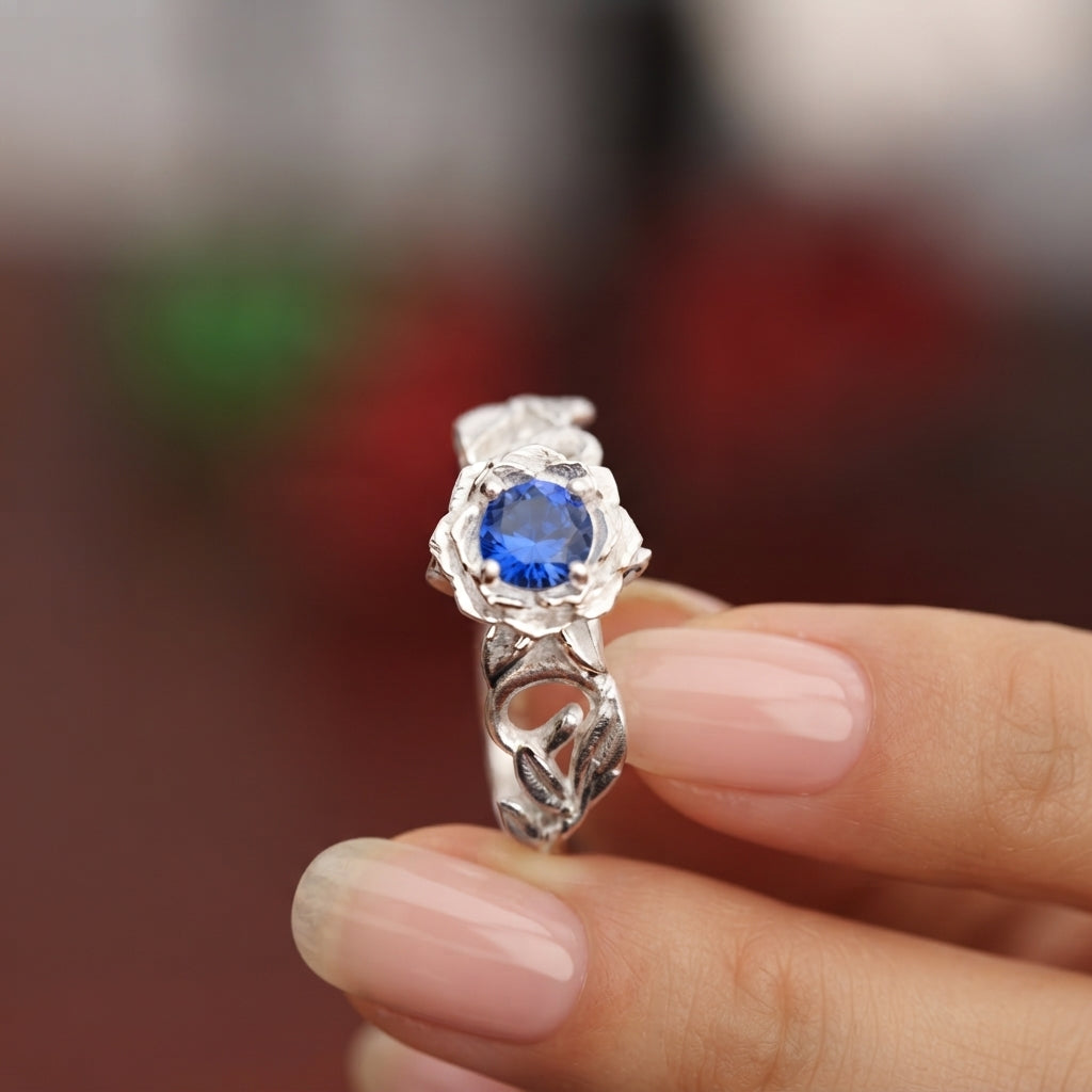 Anillo bella flor Plata 950 y Oro 18k | Hecho a Mano | Luya Joyería