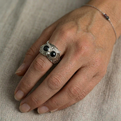 Anillo de búho en plata 950