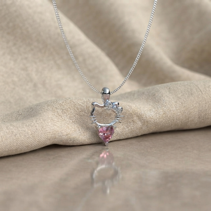 Collar Hello Kitty con piedra en plata 950, hecho a mano en Perú – Luya Joyería (foto 4)