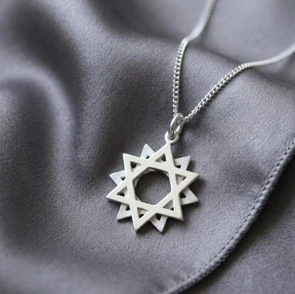 Twelve-Point Dodecagram Star Necklace - 950 Silver
