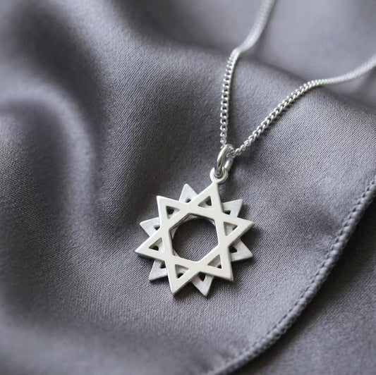 Twelve-Point Dodecagram Star Necklace - 950 Silver