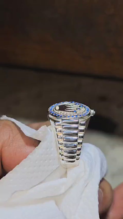 Anillo para hombre con piedras brillantes en plata 950 – Ice