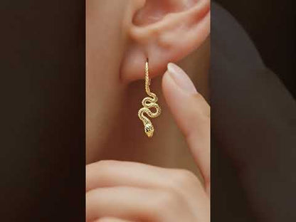 Aretes de serpiente en plata 950 y baño de oro 18k