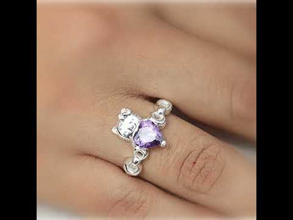 Anillo Hello Kitty con piedra en plata 950