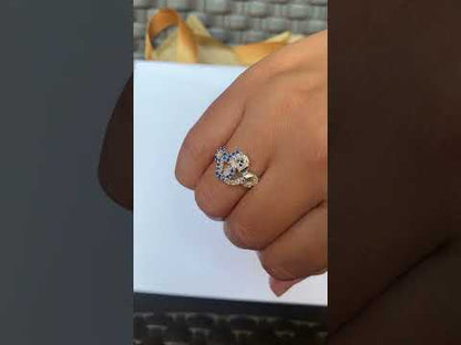 Anillo Minnie con piedra redonda en plata 950