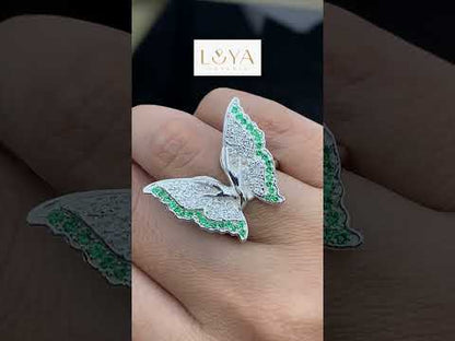 Anillo de mariposa en plata 950