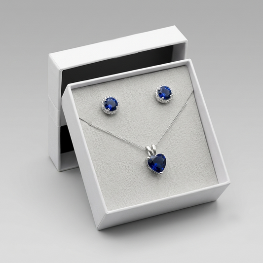 Set de aretes y collar Divina en plata 950