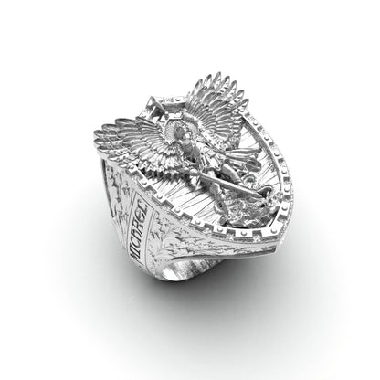 Archangel Saint Michael Ring with Dragon Wings by Luya 