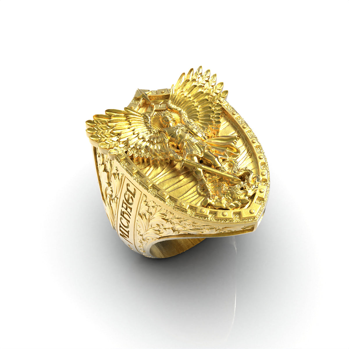 Archangel Saint Michael Ring with Dragon Wings by Luya 
