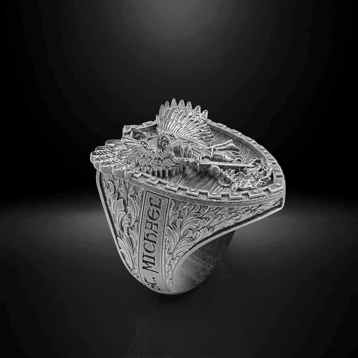 Archangel Saint Michael Ring with Dragon Wings by Luya 