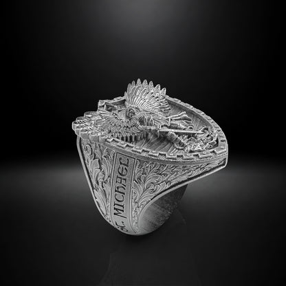 Archangel Saint Michael Ring with Dragon Wings by Luya 