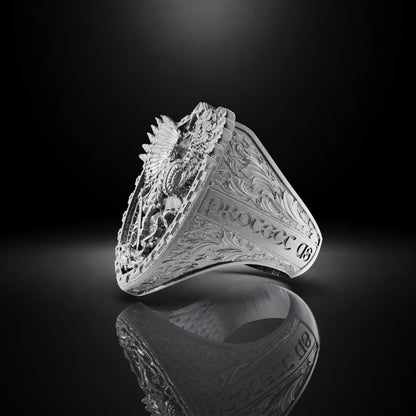Archangel Saint Michael Ring with Dragon Wings by Luya 