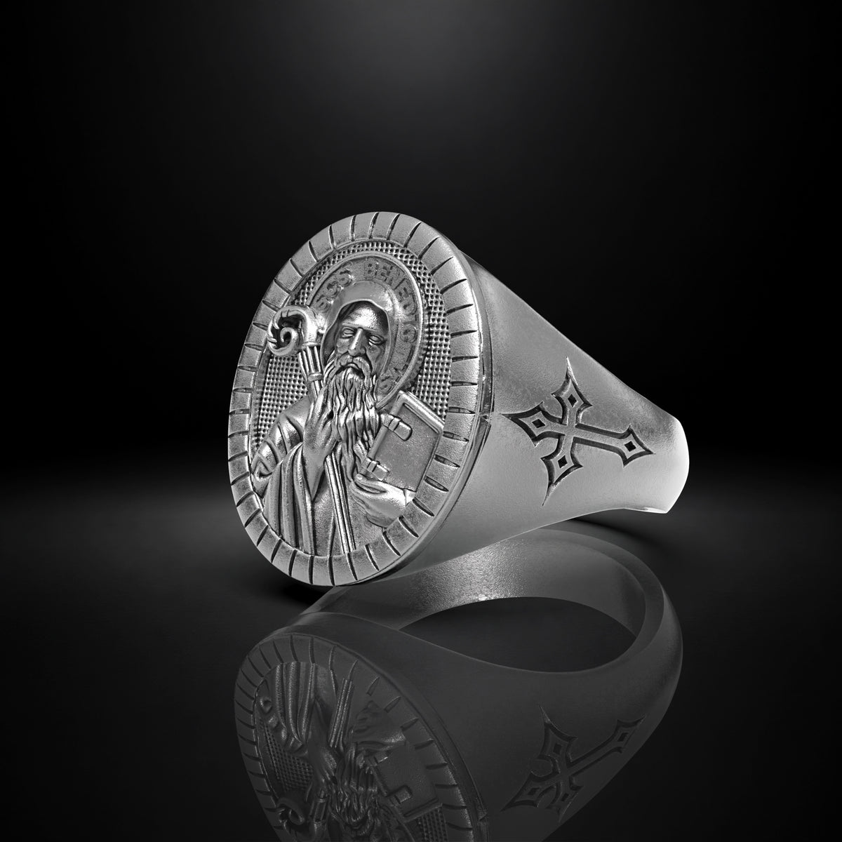 St. Benedict 950 Silver Ring | Luya Jewelry