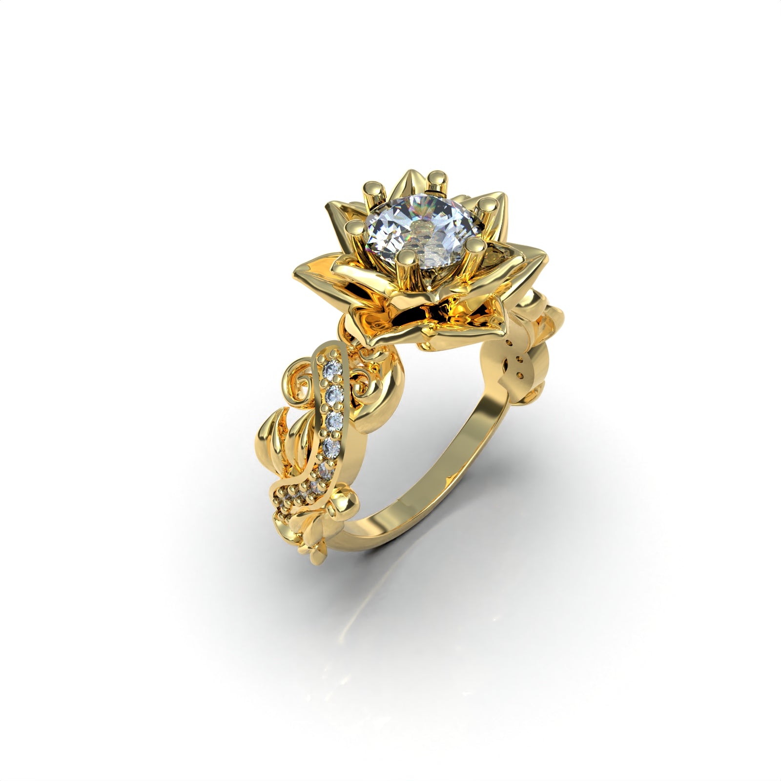 Anillo flor de loto hecho a mano en Plata 950 ley, joyería artesanal peruana