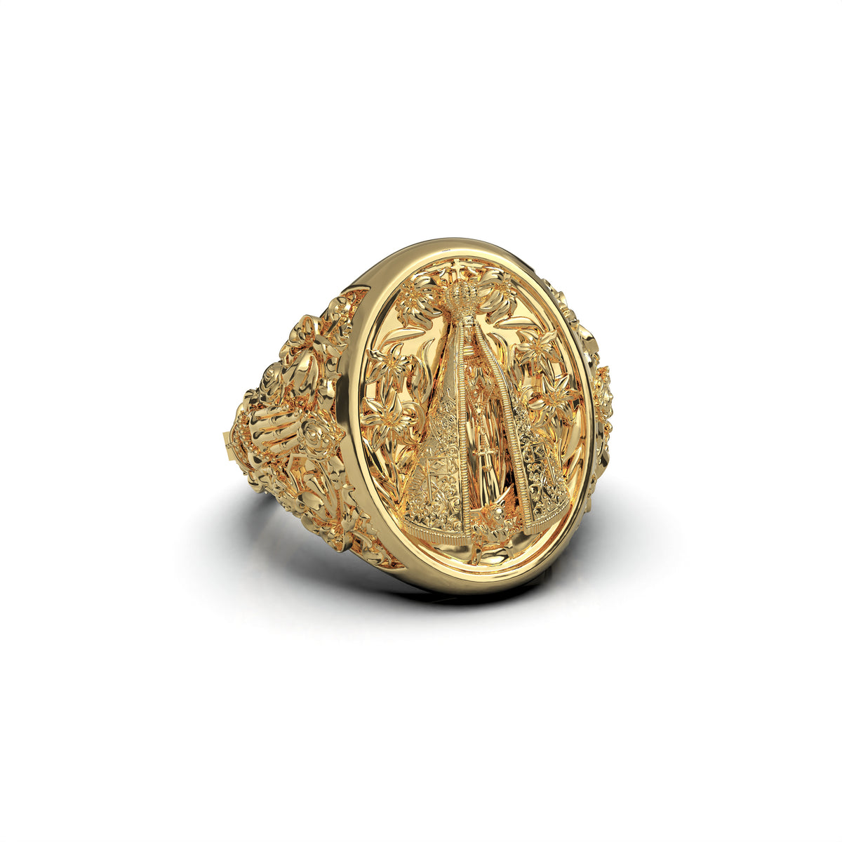Anillo Nuestra Señora Aparecida en plata 950 y baño de oro 18k