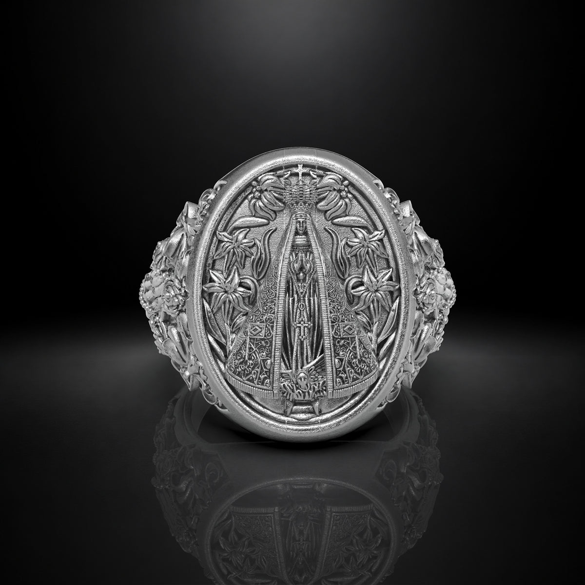 Anillo Nuestra Señora Aparecida en plata 950 y baño de oro 18k