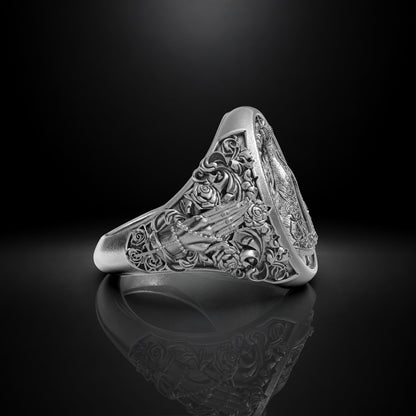 Anillo Nuestra Señora Aparecida en plata 950 y baño de oro 18k