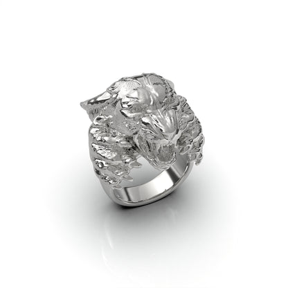 Anillo de pantera en plata 950 y baño de oro 18k