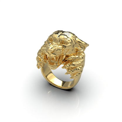 Anillo de pantera en plata 950 y baño de oro 18k