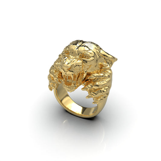 Anillo de pantera en plata 950 y baño de oro 18k