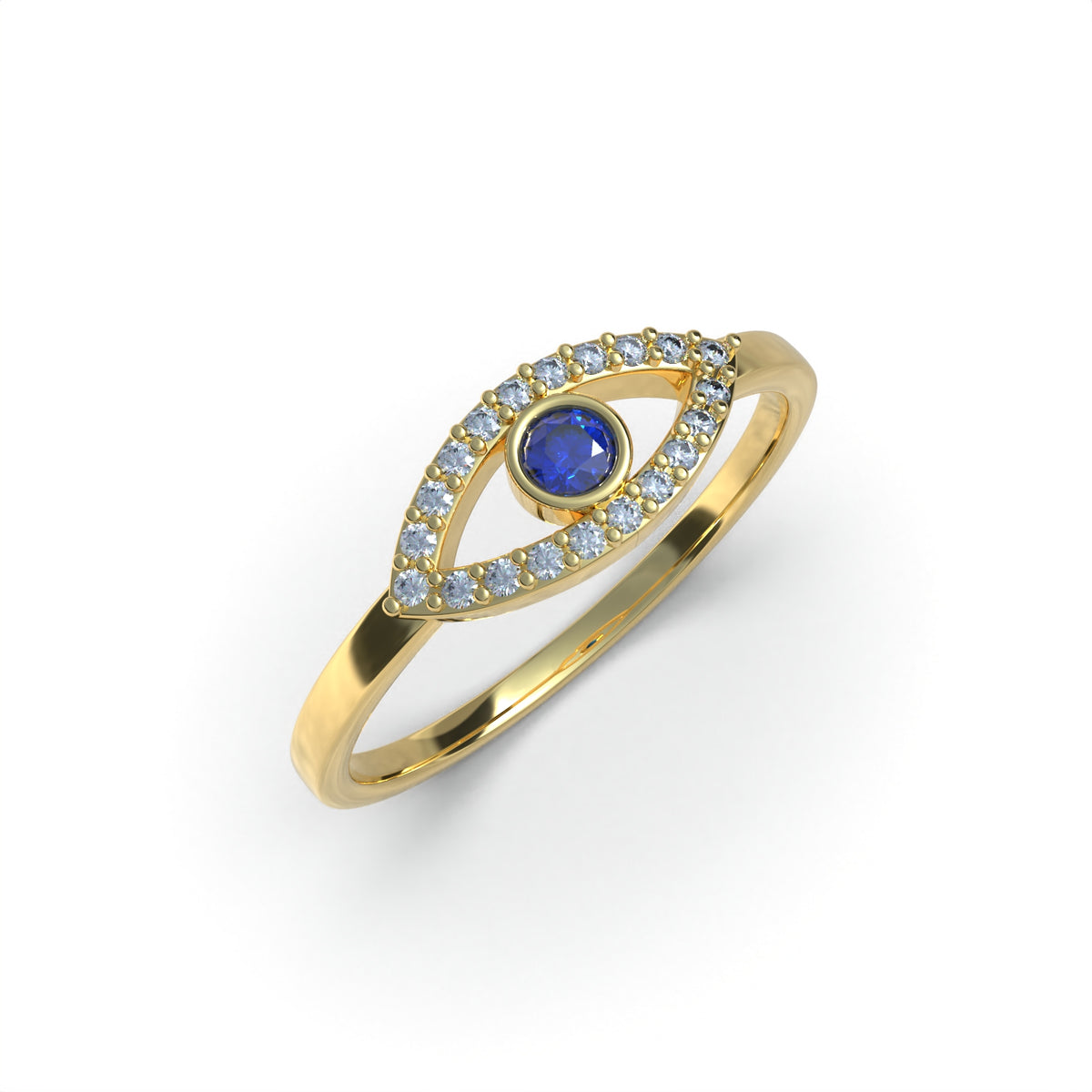 Anillo ojo turco de protección artesanal en plata 950 y baño de oro 18k — Luya Joyería Perú