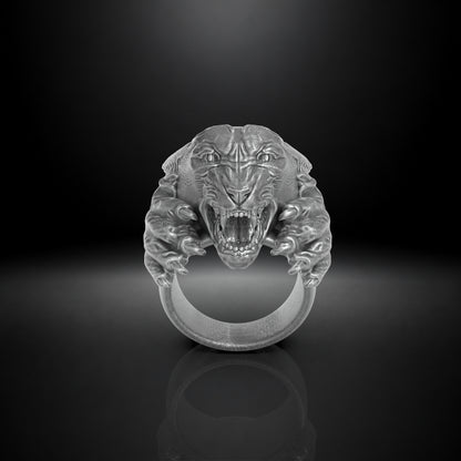 Anillo de pantera en plata 950 y baño de oro 18k