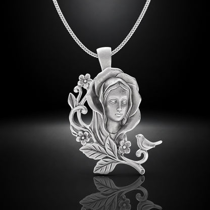 Collar de la Virgen María en plata 950 y baño de oro 18k