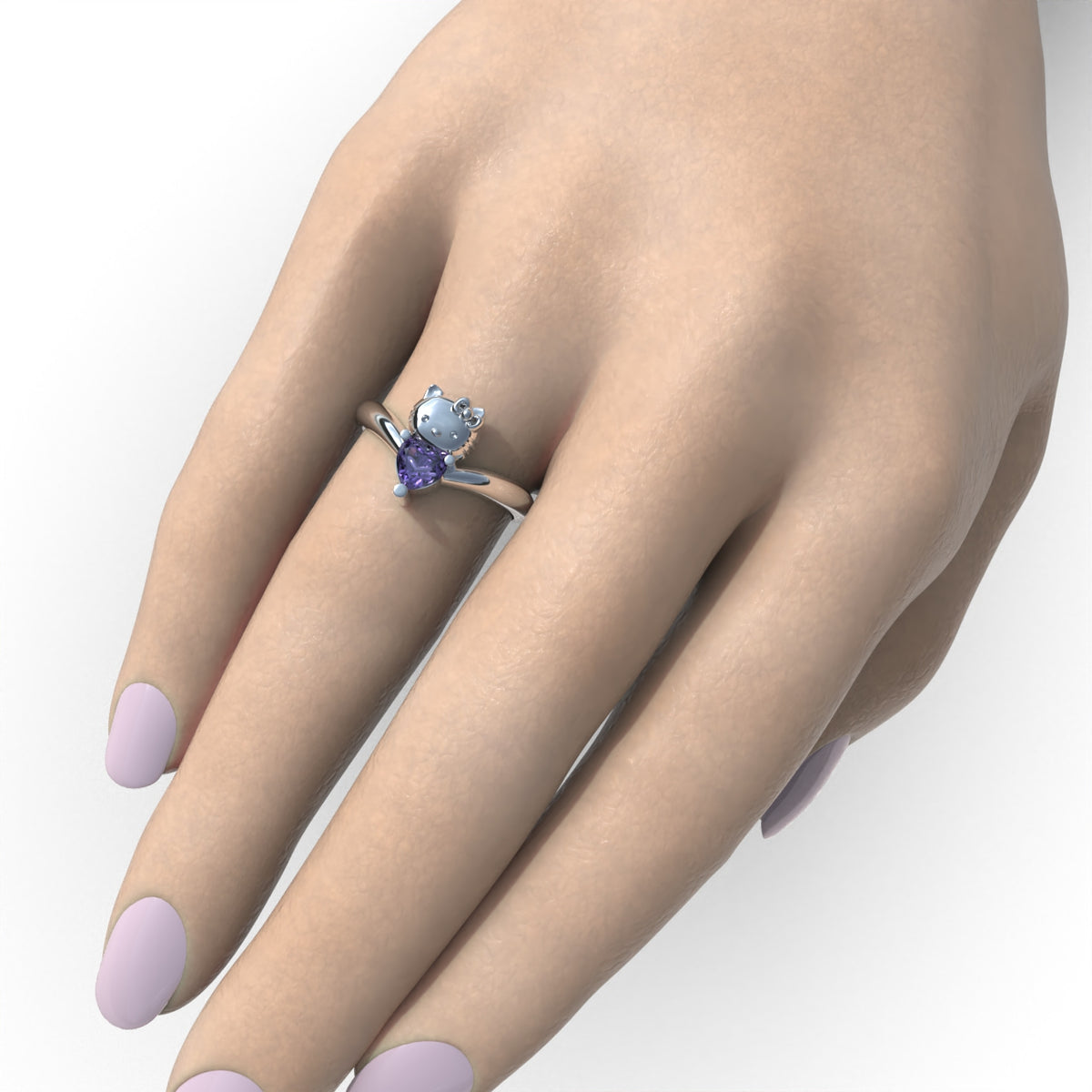 Anillo Hello Kitty con piedras en plata 950