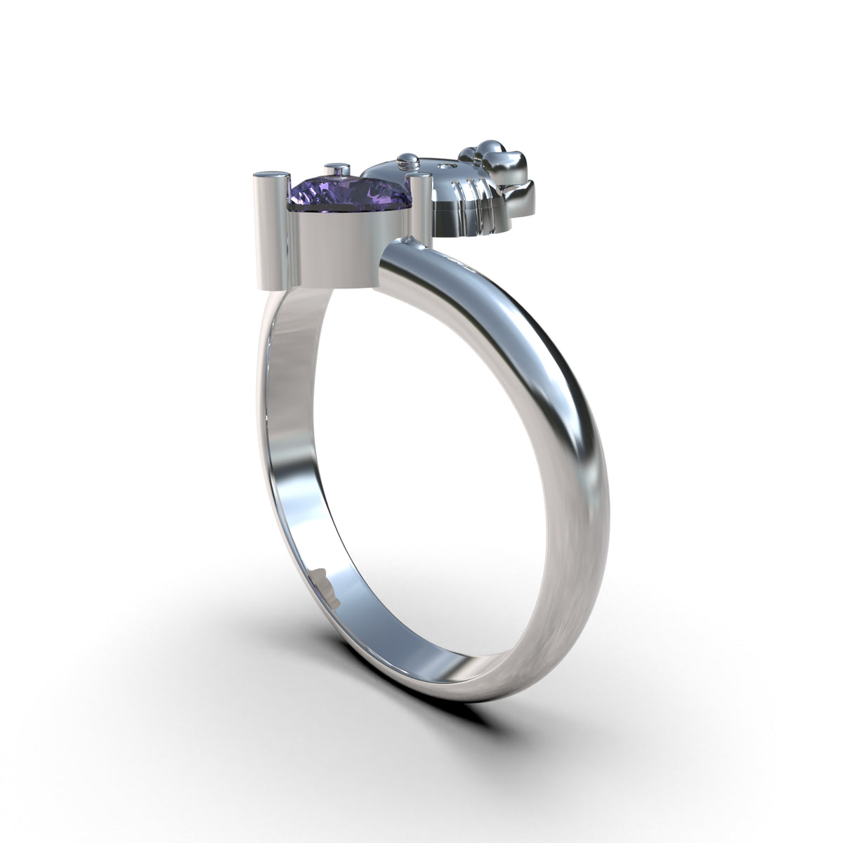 Anillo Hello Kitty con piedras en plata 950