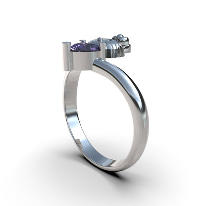 Anillo Hello Kitty con piedras en plata 950