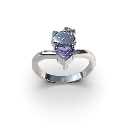 Anillo Hello Kitty con piedras en plata 950