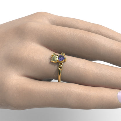 Anillo Hello Kitty en oro 18k sólido