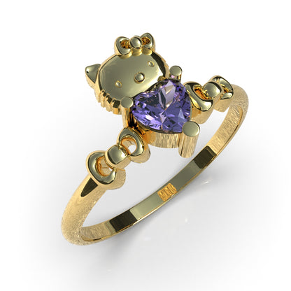 Anillo Hello Kitty en oro 18k sólido