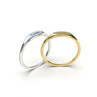 Anillo con nombre personalizado en plata 950 y baño de oro 18k