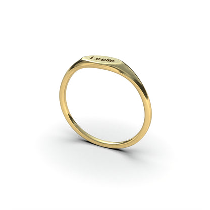 Anillo con nombre personalizado en plata 950 y baño de oro 18k