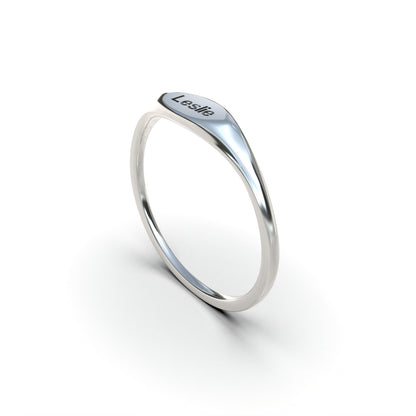 Anillo con nombre personalizado en plata 950 y baño de oro 18k