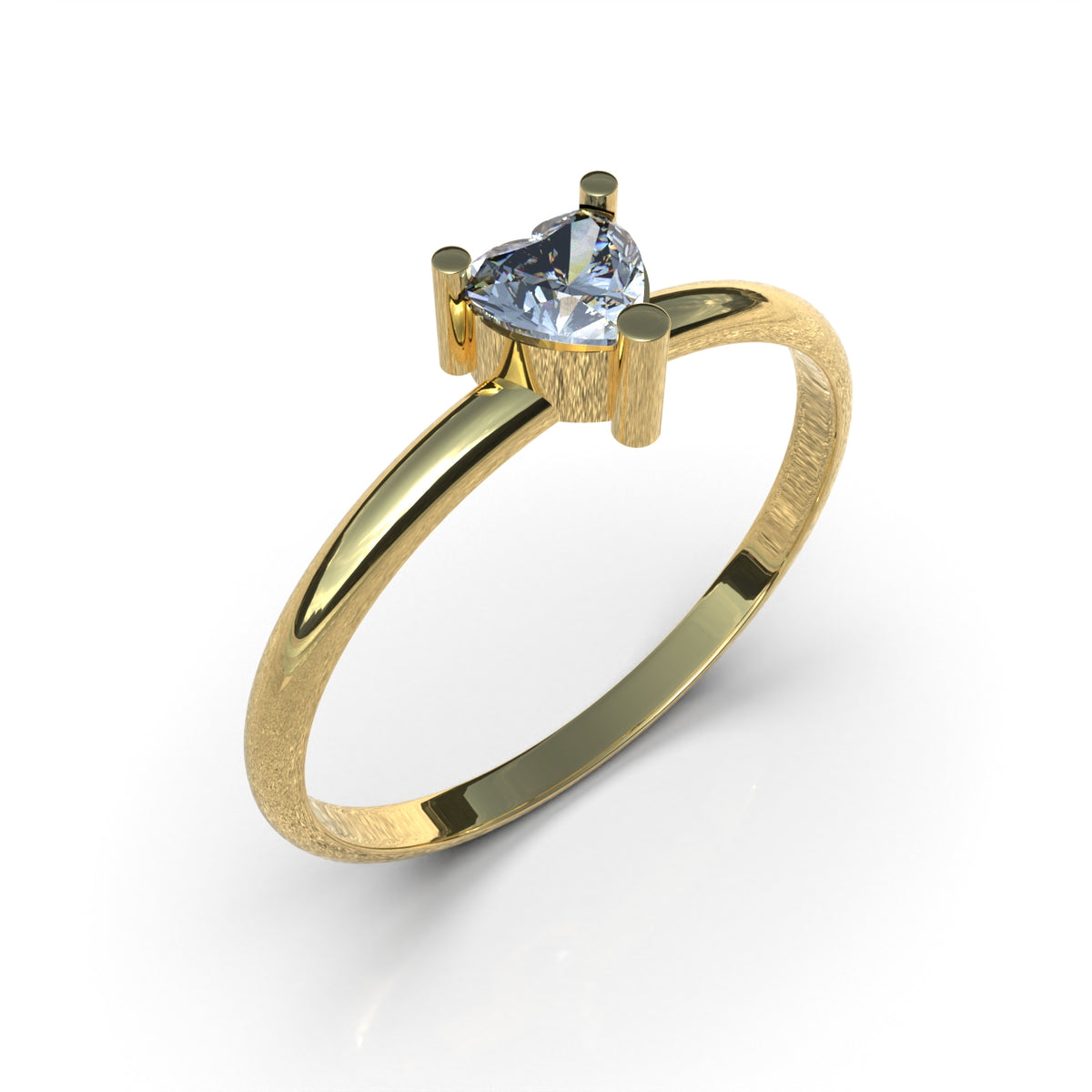 Anillo de corazón en oro 18k sólido