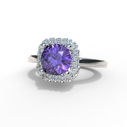 Anillo de rosas con piedra en plata 950