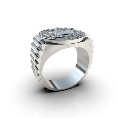 Anillo para hombre con piedras brillantes en plata 950 – Ice