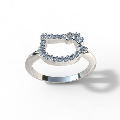 950 Silver Kitty Ring | Handmade | Luya Jewelry