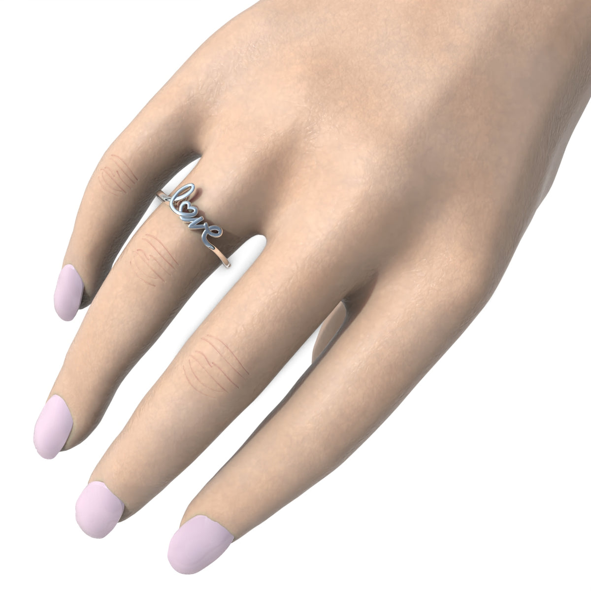 Anillo con letras de amor en plata 950