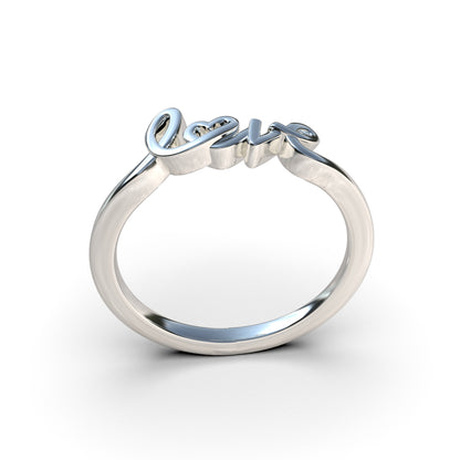 Anillo con letras de amor en plata 950