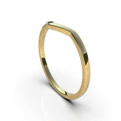 Anillo V con piedras en oro 18k sólido