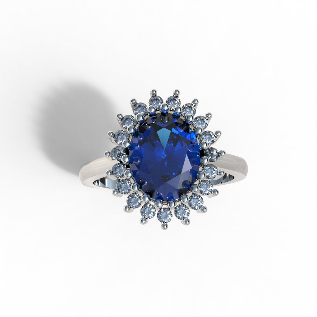 Anillo Lady Di con piedra central en plata 950