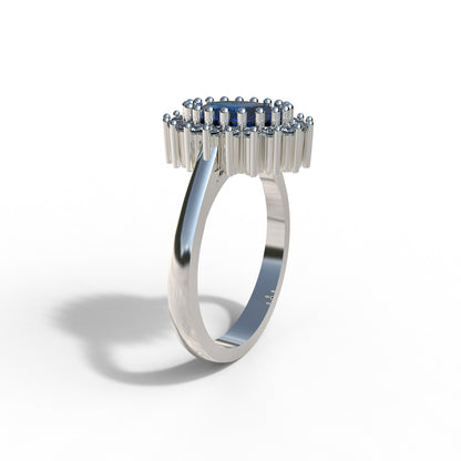 Anillo Lady Di con piedra central en plata 950