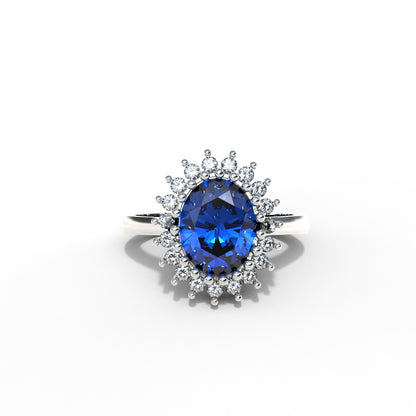 Anillo Lady Di con piedra central en plata 950
