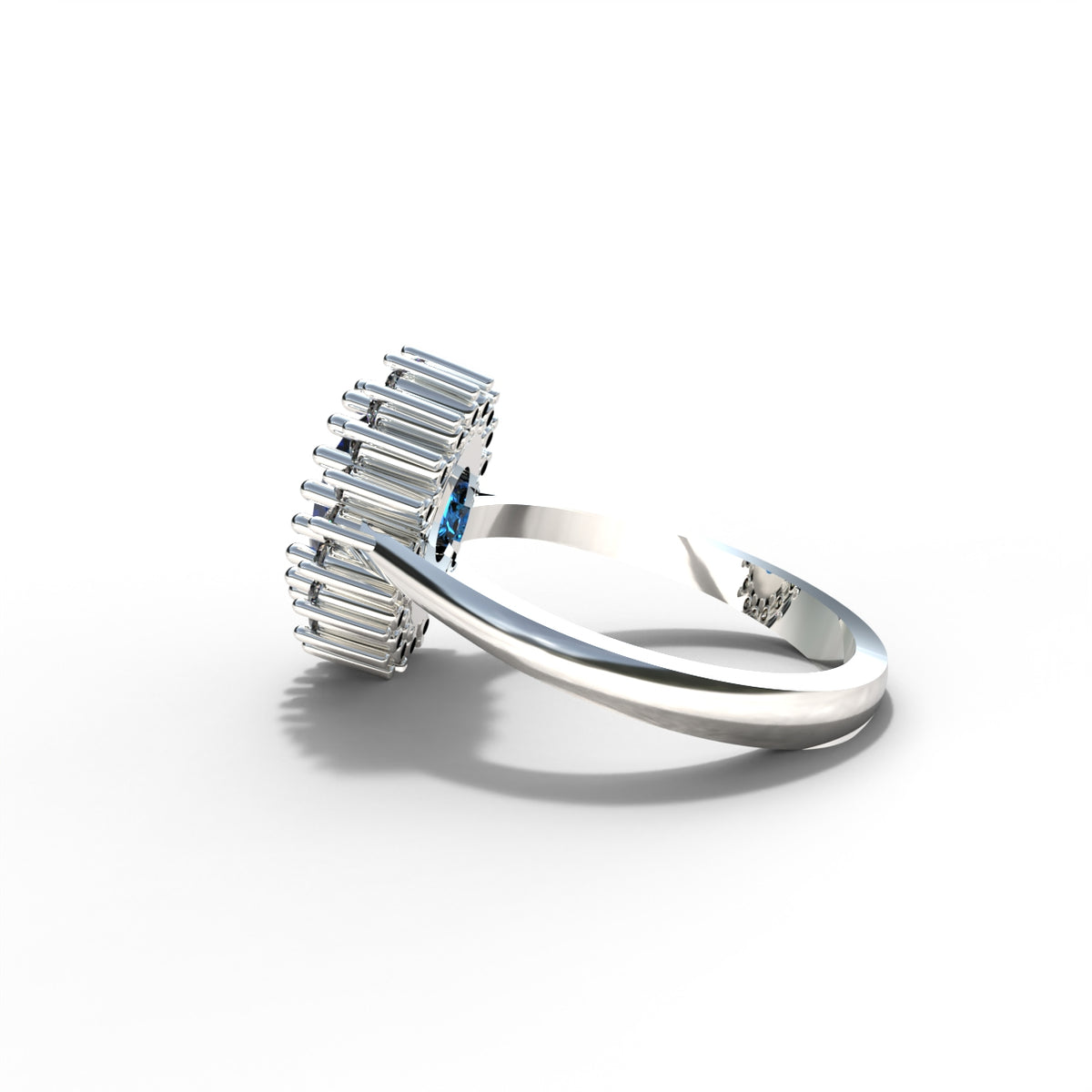 Anillo Lady Di con piedra central en plata 950