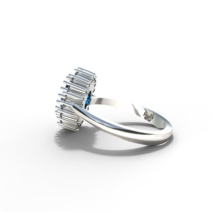 Anillo Lady Di con piedra central en plata 950