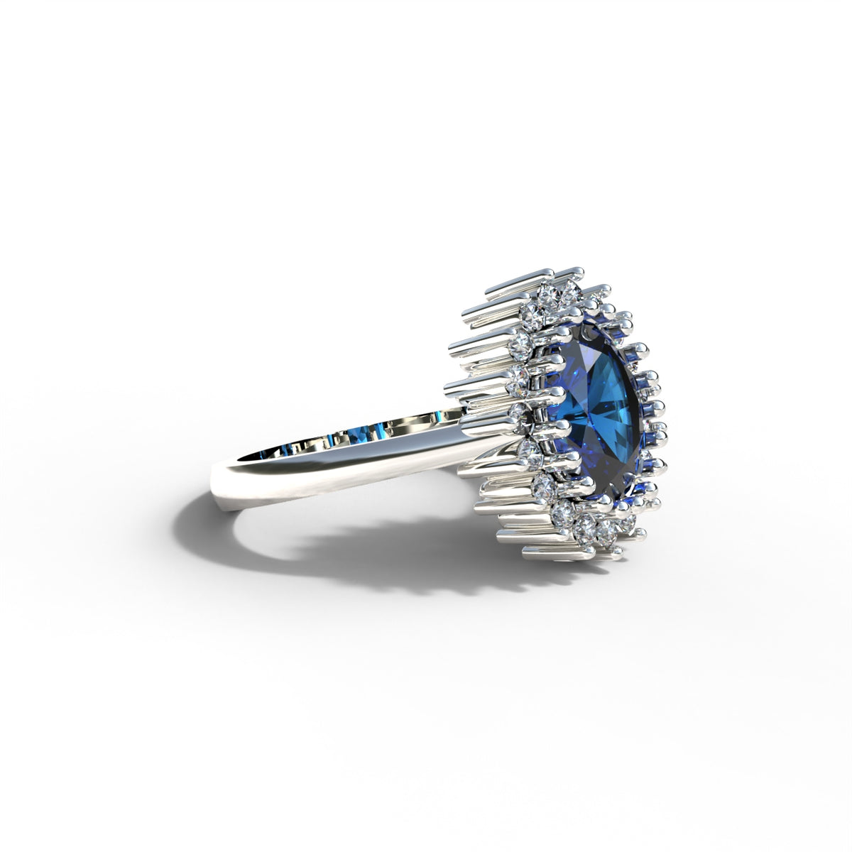 Anillo Lady Di con piedra central en plata 950