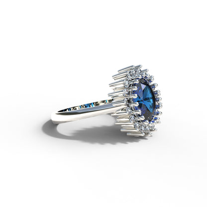 Anillo Lady Di con piedra central en plata 950